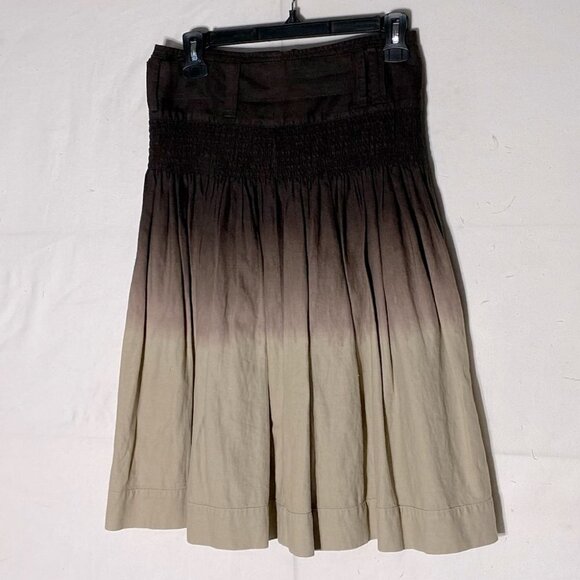 Effeti Moda Brown Tan Ombre Pleated Linen Skirt 4 - Picture 16 of 16